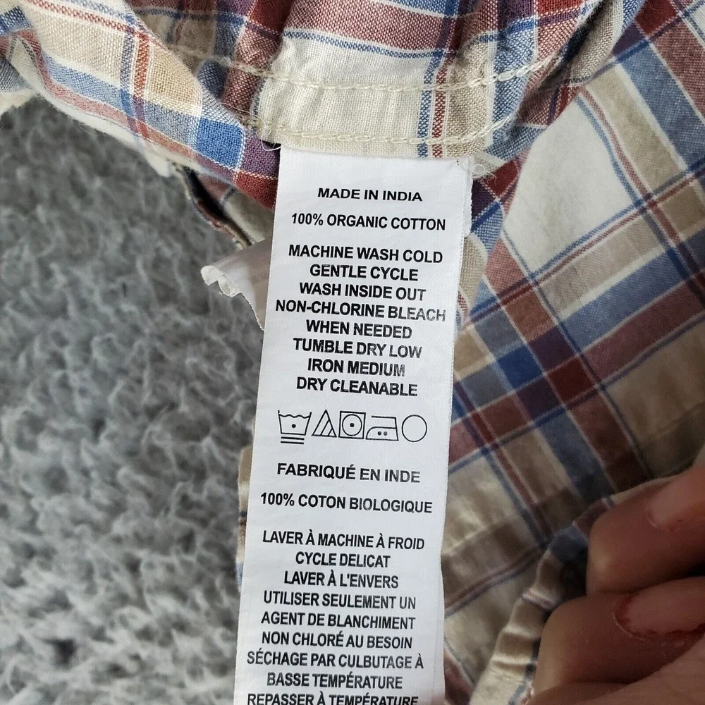 prAna Shirt Mens XL Multi Plaid Midweight Pocket‎ Black Tab Collared Button Down - Picture 8 of 8